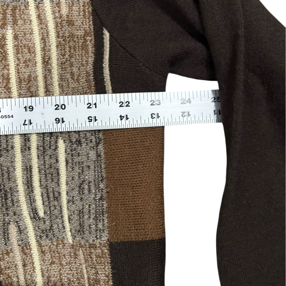 VTG Stacy Adam’s Brown and Tan Patchwork Sweater-size XL - Picture 4 of 5